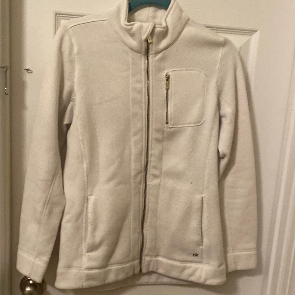 Calvin Klein zip up light cream sweater